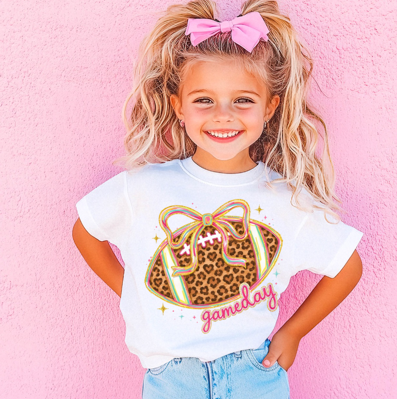 Game Day Leopard Football Kids T-Shirt