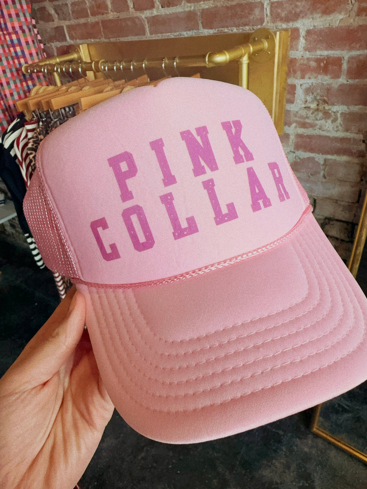 Pink Collar Trucker Hat