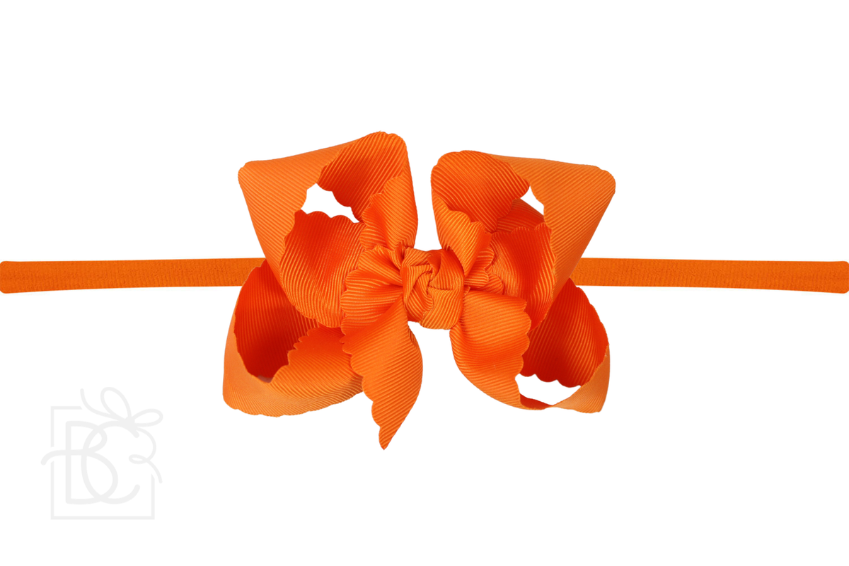 1/4" NYLON PANTYHOSE HEADBAND W/ SCALLOPED EDGE BOW