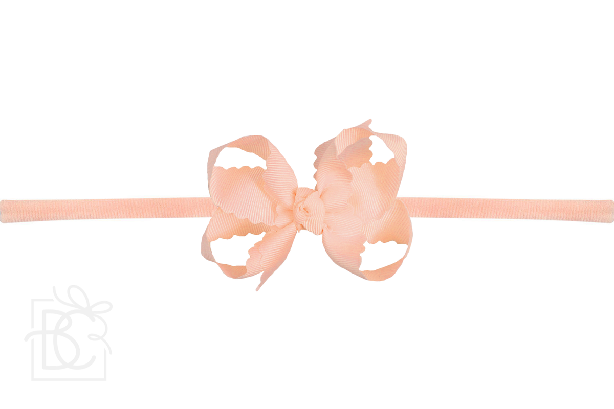 1/4" NYLON PANTYHOSE HEADBAND W/ SCALLOPED EDGE BOW