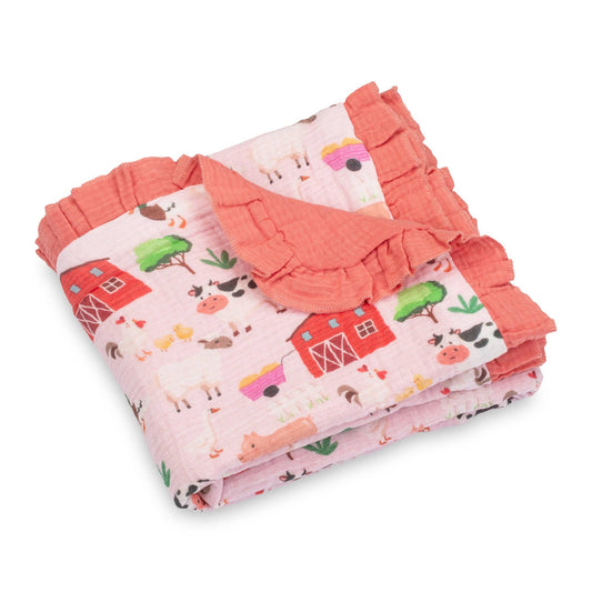 Muslin Quilt Baby & Kids Ruffle Blanket Pink Pastures