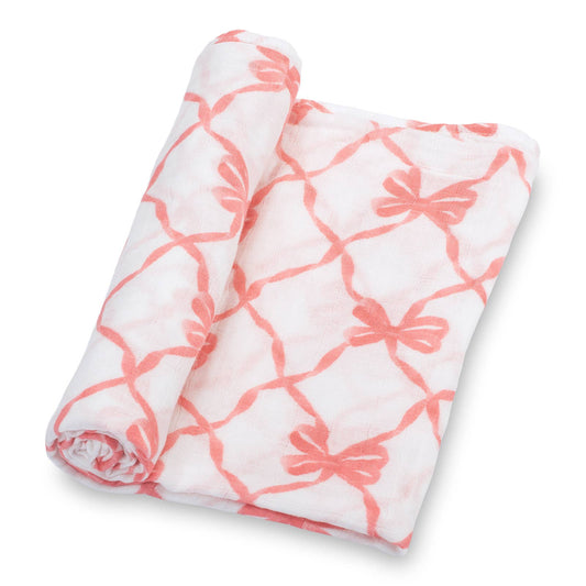Baby Muslin Swaddle Blanket 47x47 Beautiful Bows