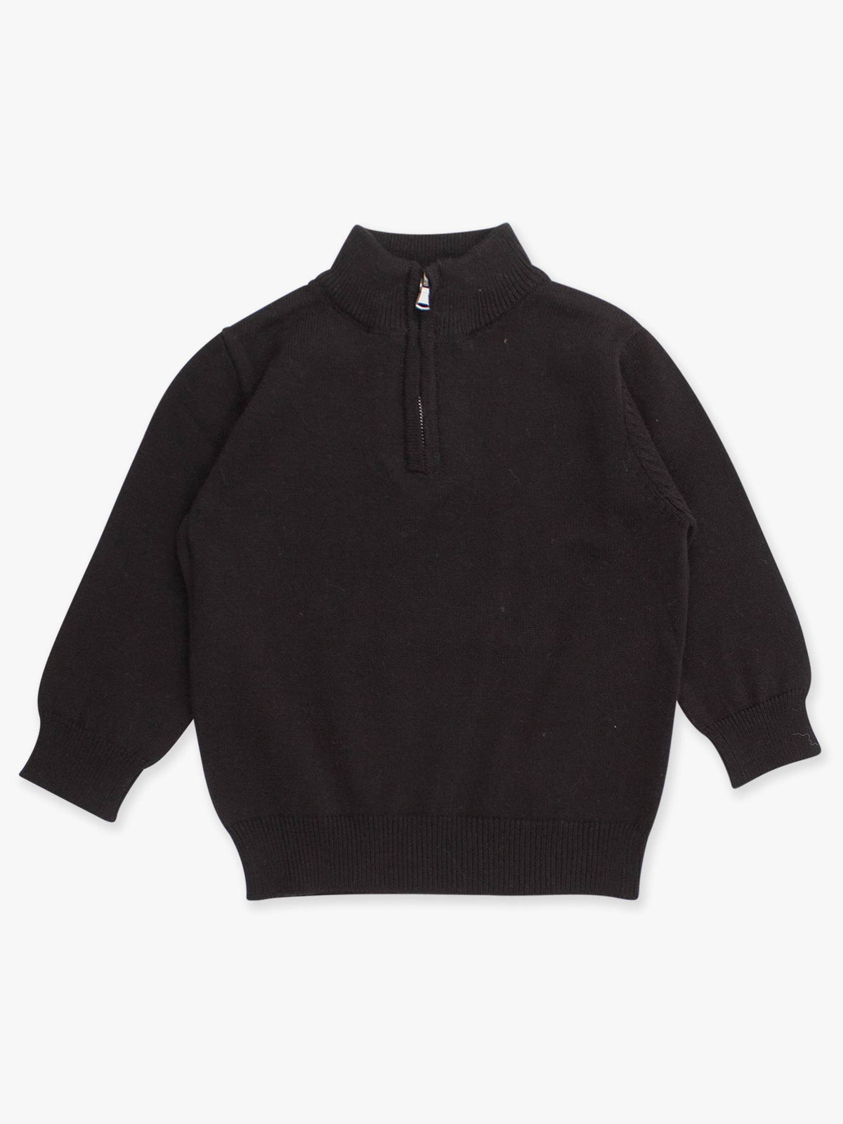 Boys Black Quarter-Zip Sweater