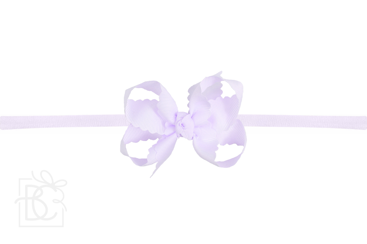 1/4" Nylon Pantyhose Headband w/ Scalloped Edge Bow