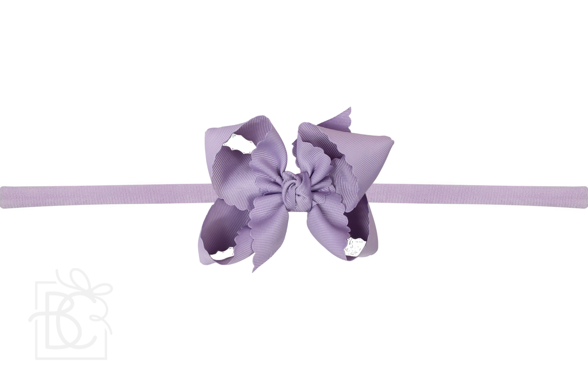 1/4" NYLON PANTYHOSE HEADBAND W/ SCALLOPED EDGE BOW