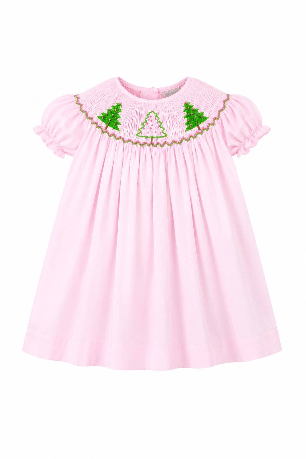 Smocked Christmas Trees Bishop Toddler Girl Dress