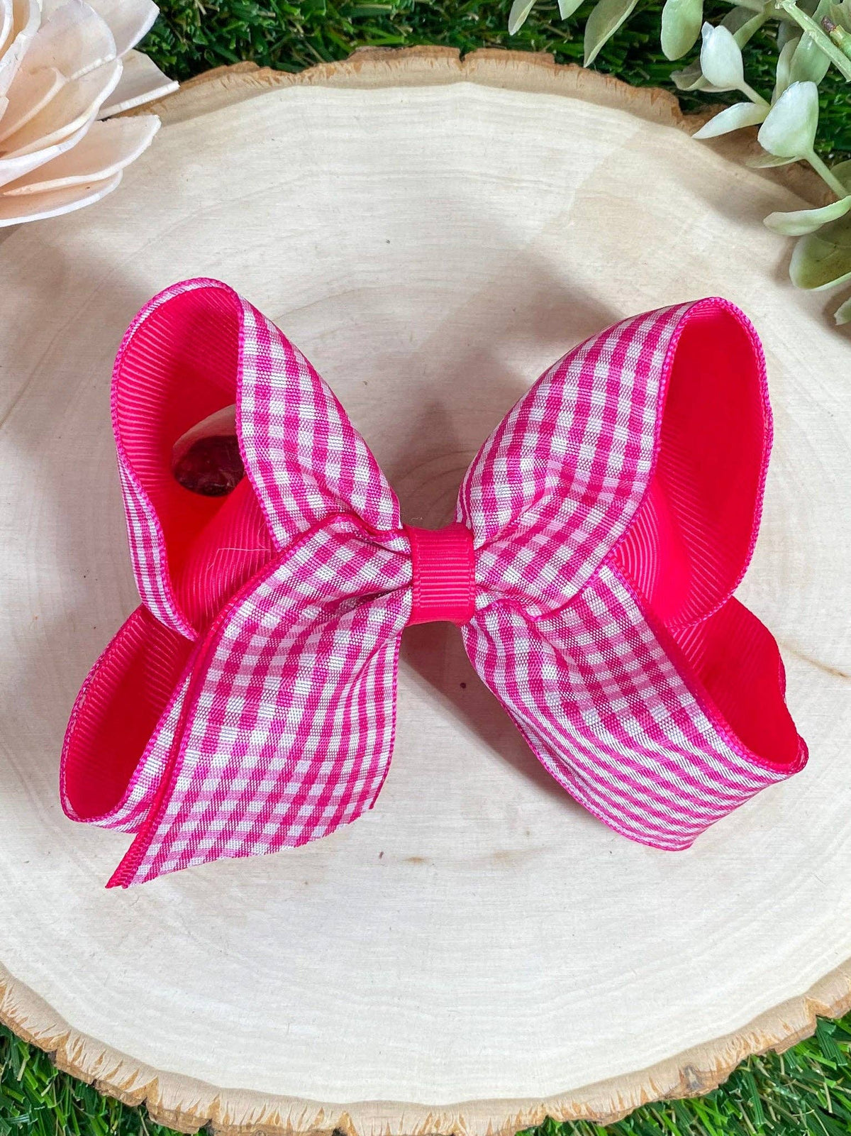 Gingham Classic Boutique Hair Bow | Clip or Headband
