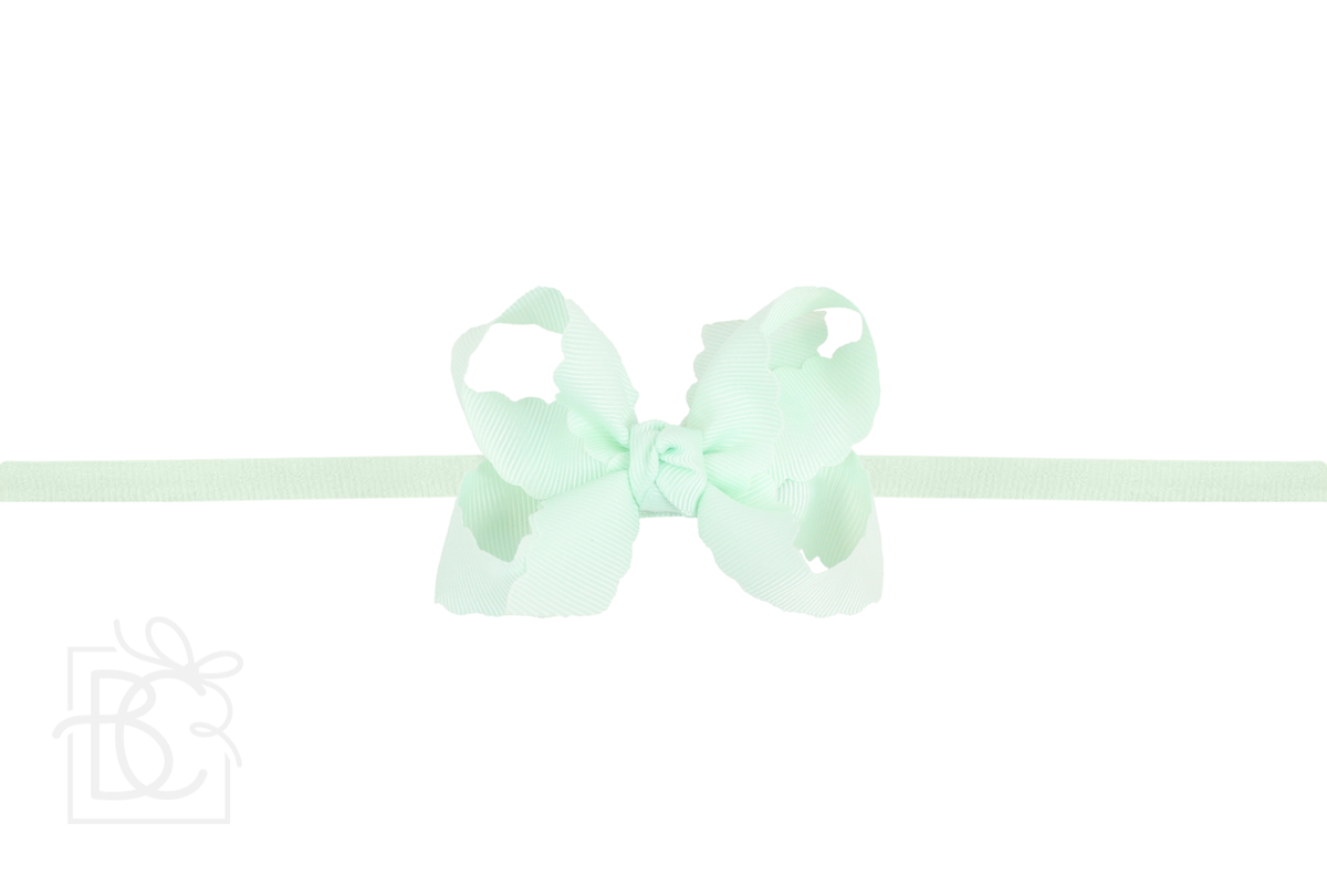 1/4" NYLON PANTYHOSE HEADBAND W/ SCALLOPED EDGE BOW