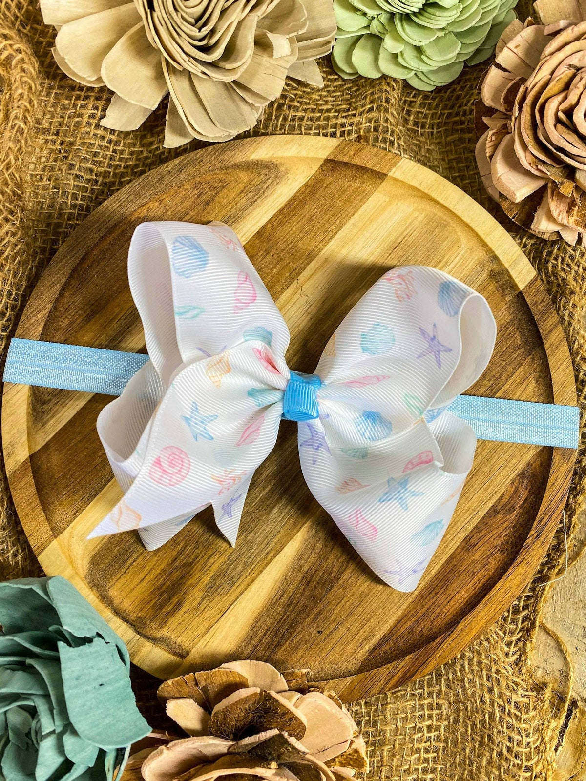 Seashell Summer Hair Bow | Clip or Headband