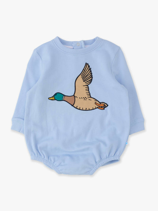 Baby Mallard Skies Applique Sweatshirt Bubble Romper