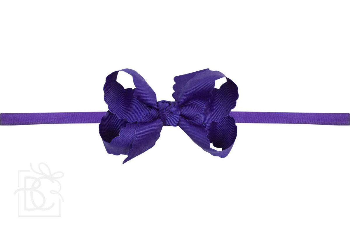 1/4" NYLON PANTYHOSE HEADBAND W/ SCALLOPED EDGE BOW