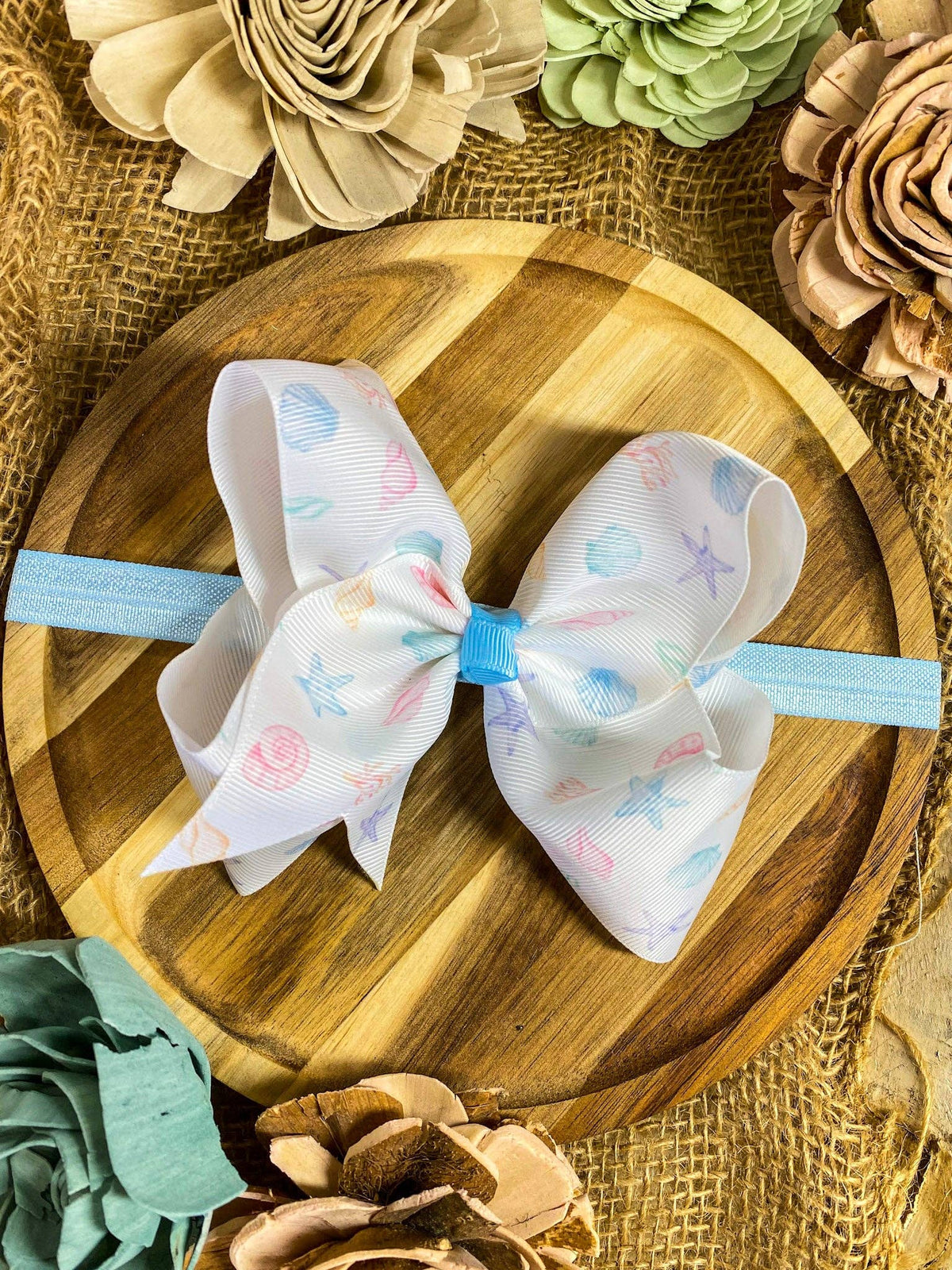Seashell Summer Hair Bow | Clip or Headband