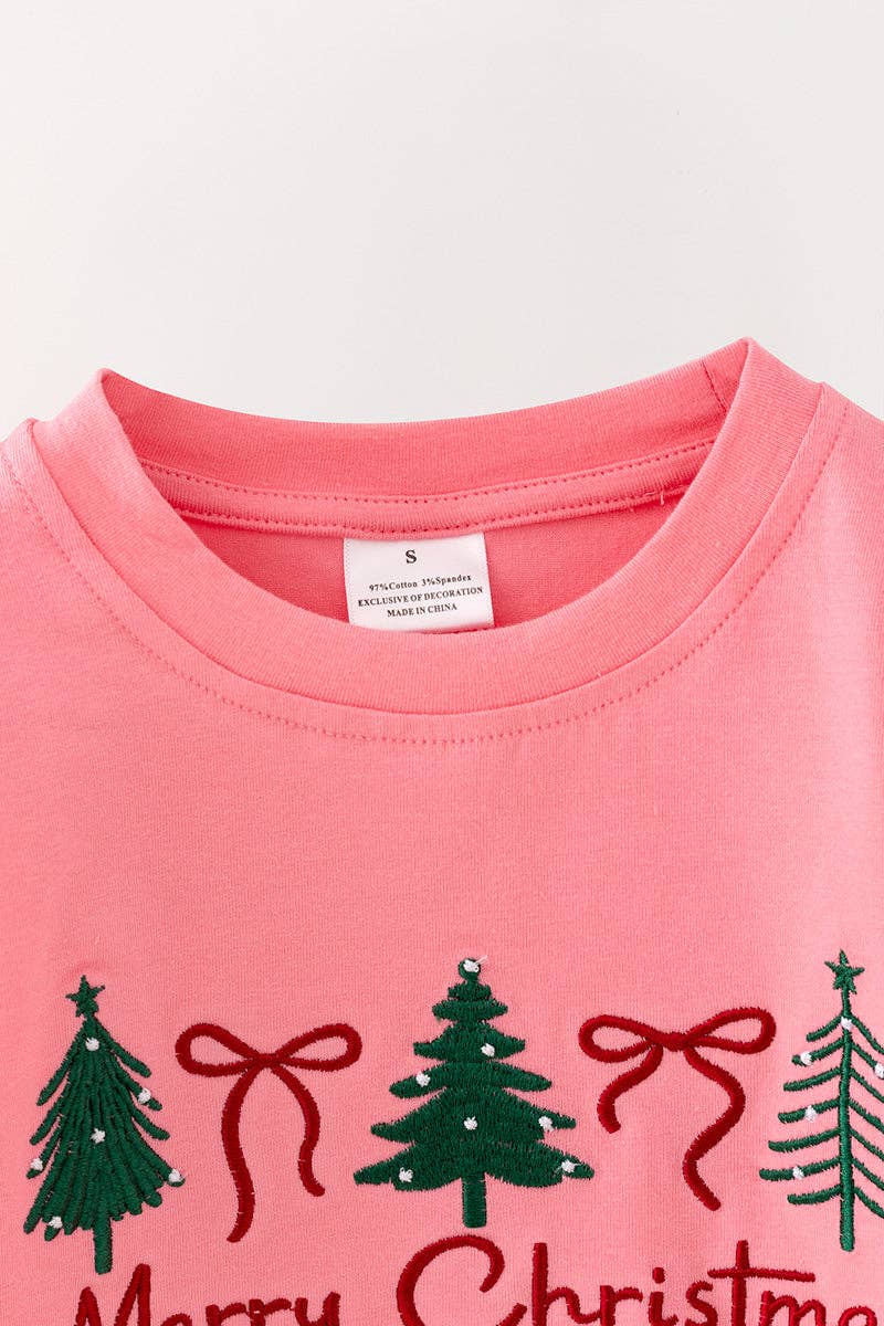 Pink Christmas embroidered sweatshirt. TPG60702 MON