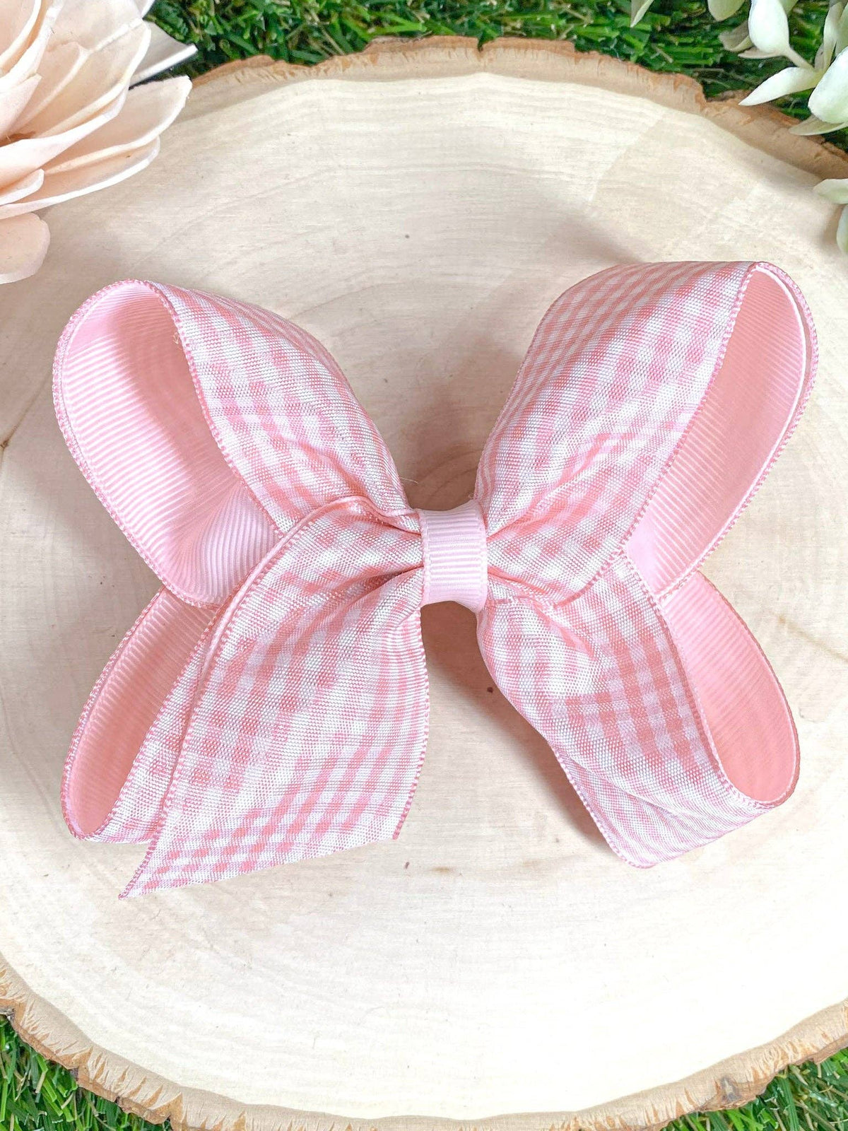 Gingham Classic Boutique Hair Bow | Clip or Headband