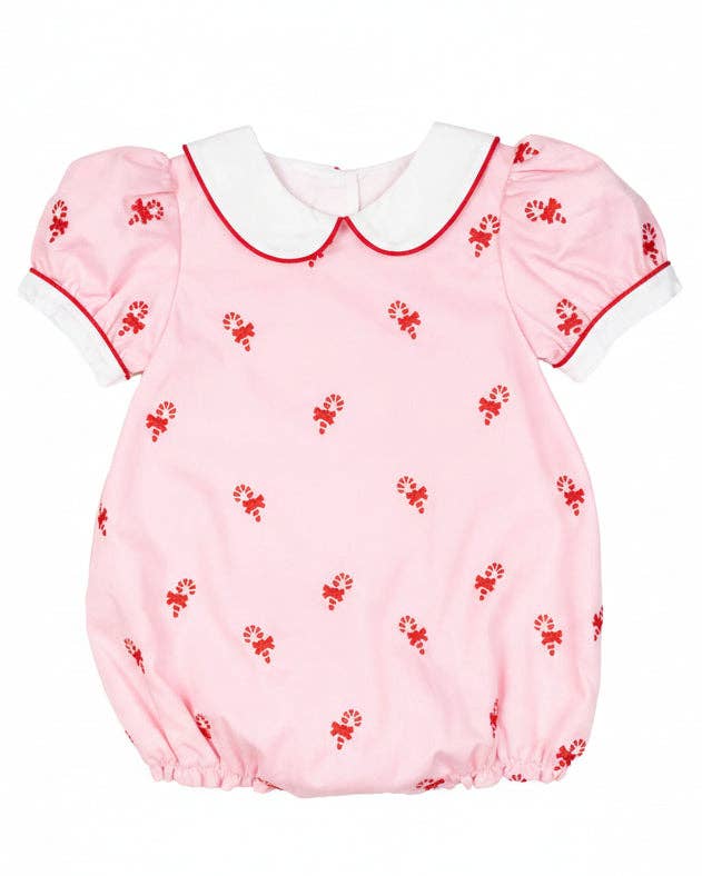 Candy Canes Embroidered Pink Bubble