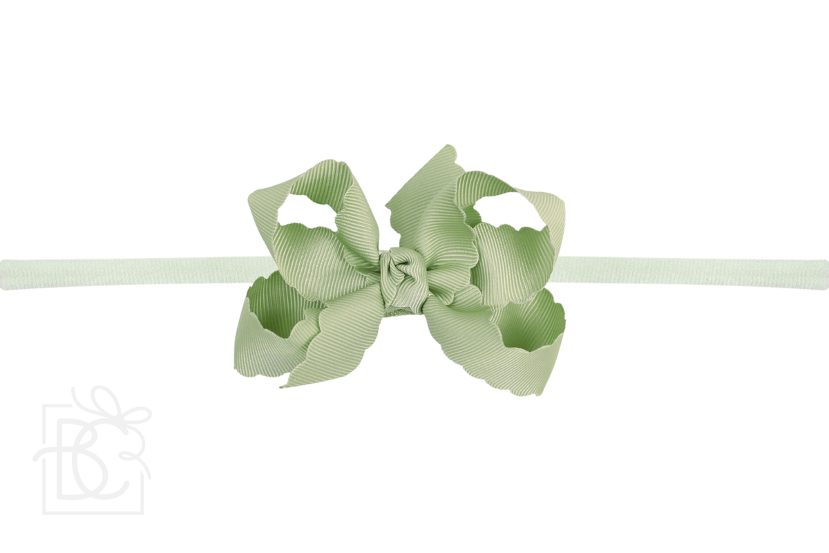 1/4" NYLON PANTYHOSE HEADBAND W/ SCALLOPED EDGE BOW