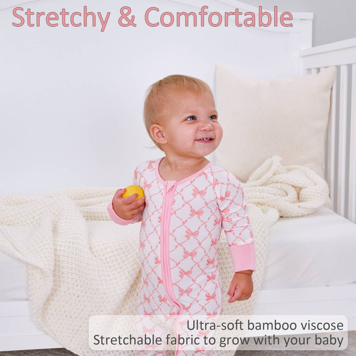 Bamboo Baby Convertible Zipper Pajama Beautiful Bows