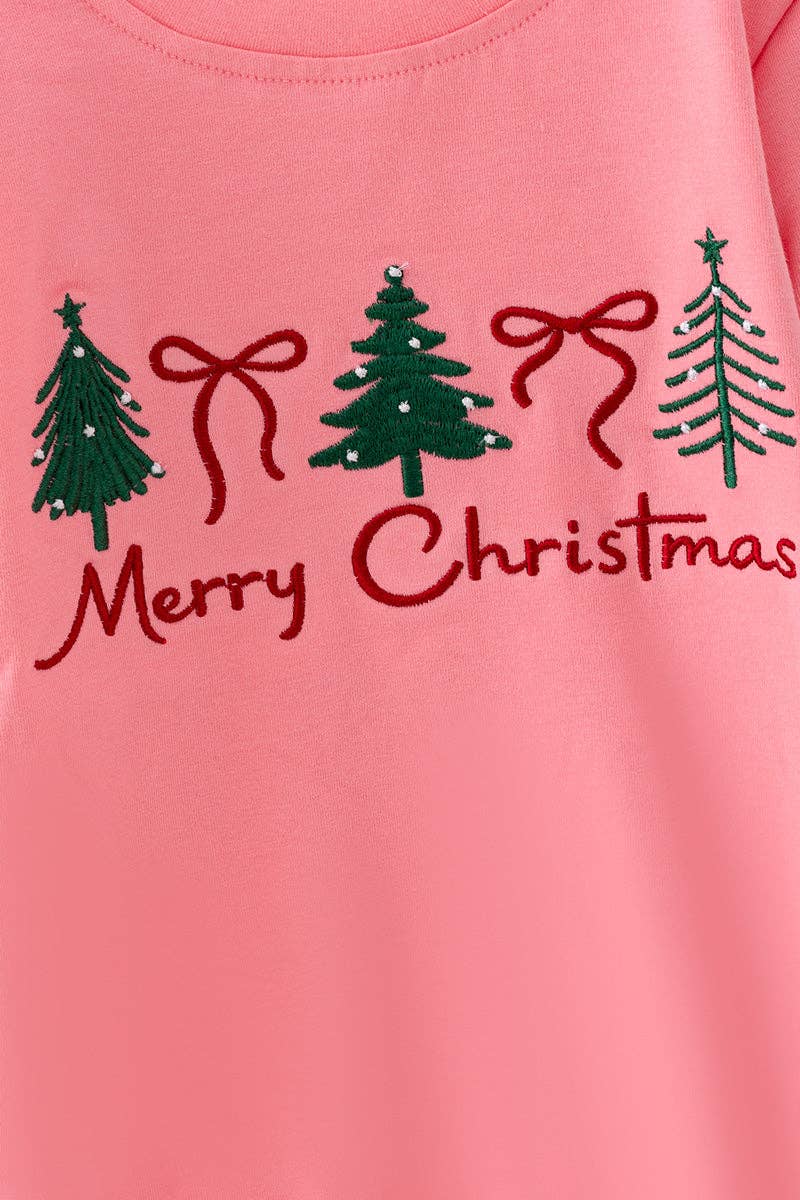Pink Christmas embroidered sweatshirt. TPG60702 MON