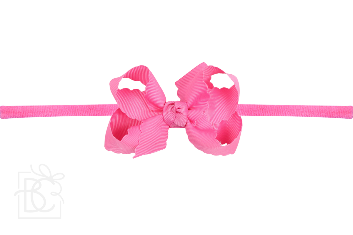 1/4" NYLON PANTYHOSE HEADBAND W/ SCALLOPED EDGE BOW
