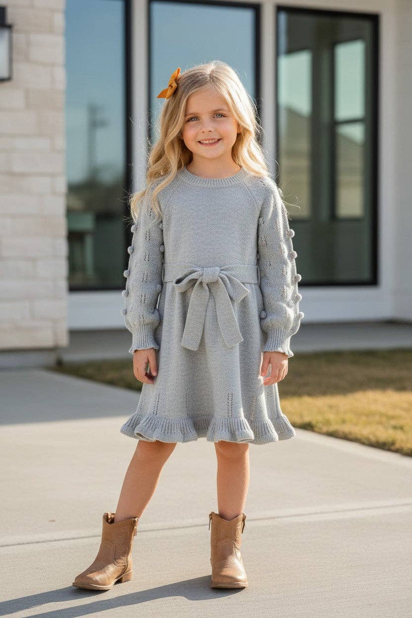Gray knit long sleeve dress