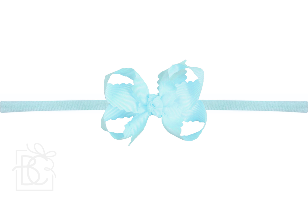 1/4" NYLON PANTYHOSE HEADBAND W/ SCALLOPED EDGE BOW