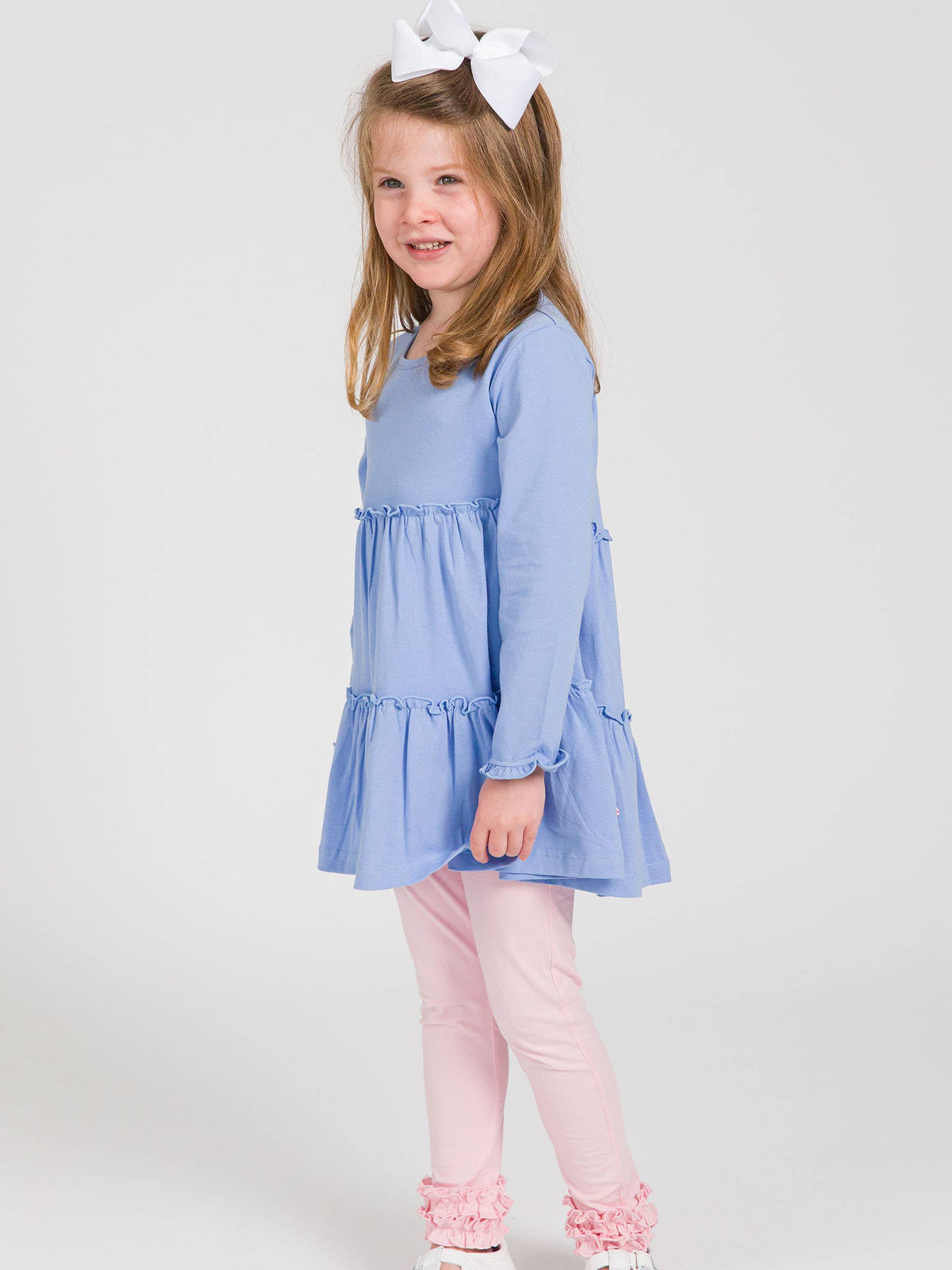 Girls Pink Classic Ruffle Leggings