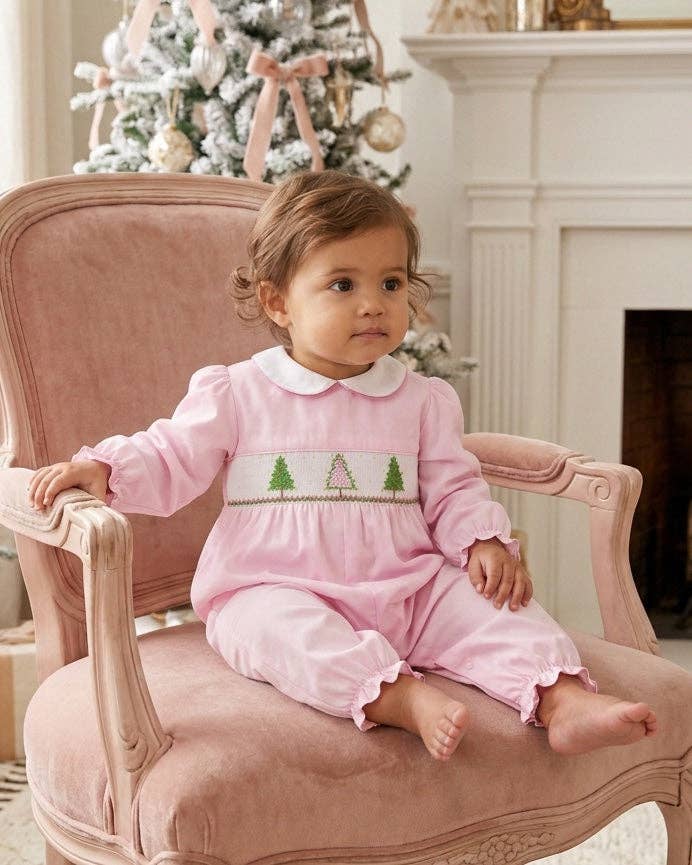 Smocked Christmas Tree Baby Girl Longall