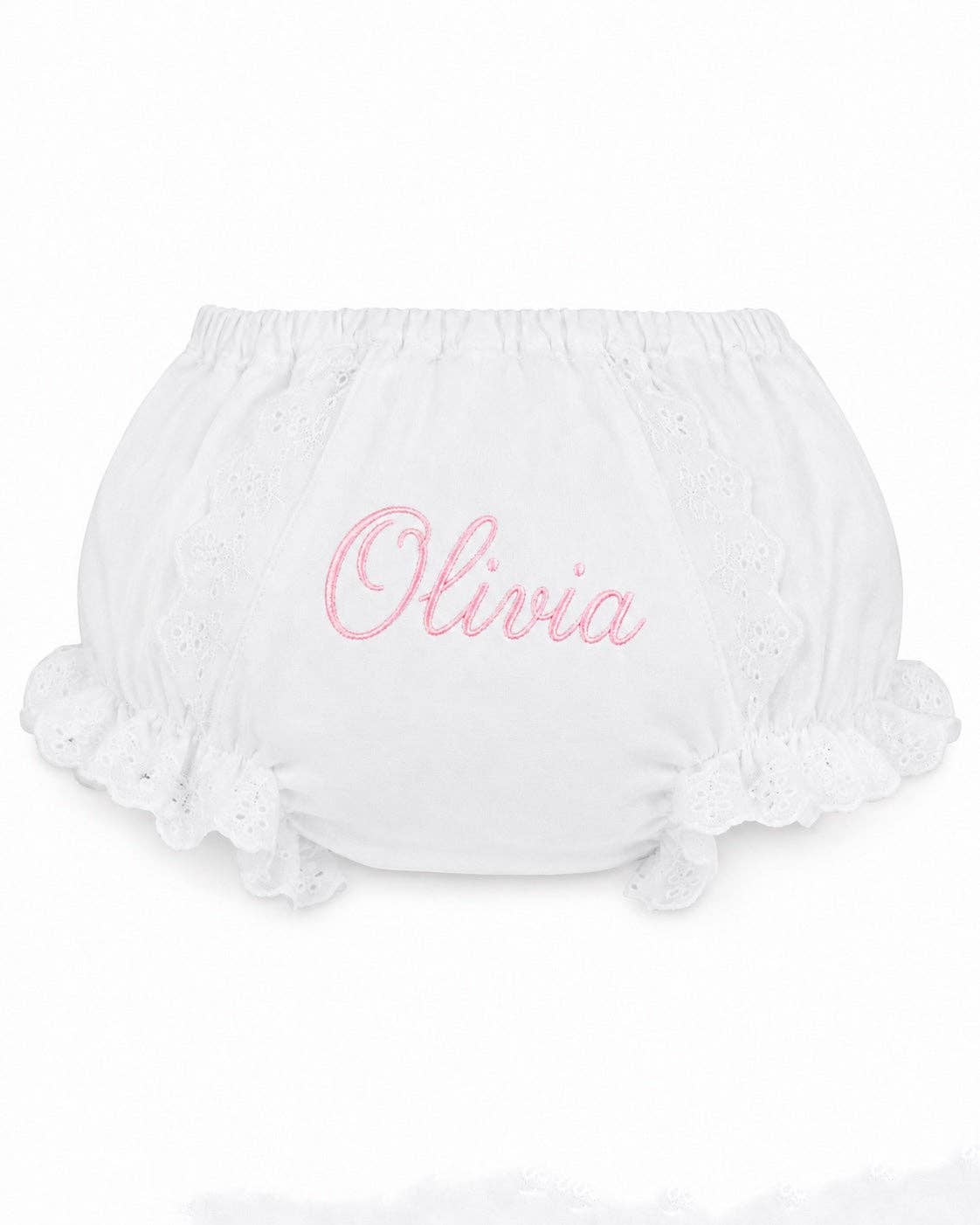 Baby Girl Cotton Diaper Cover - Ruffled White Flowers