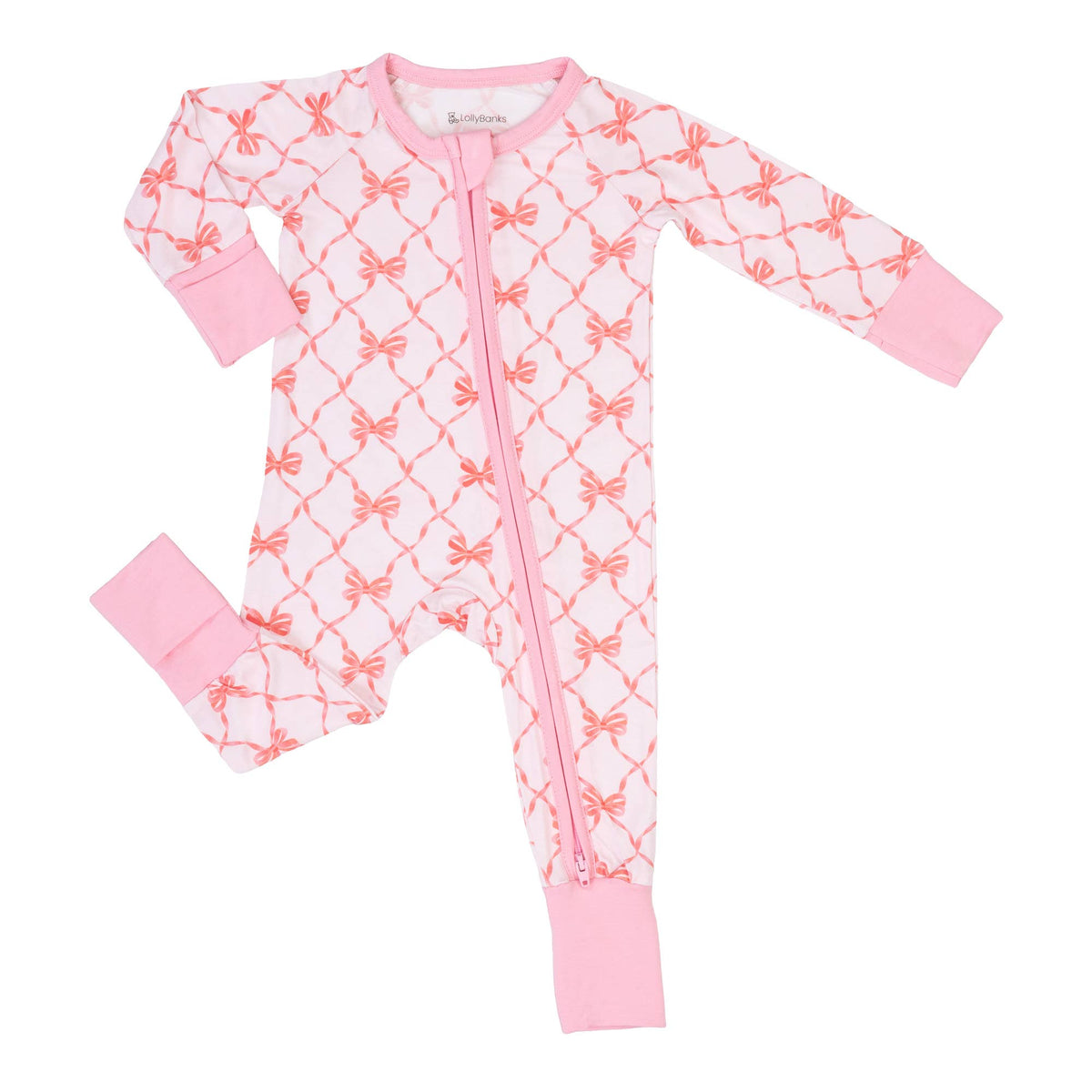 Bamboo Baby Convertible Zipper Pajama Beautiful Bows