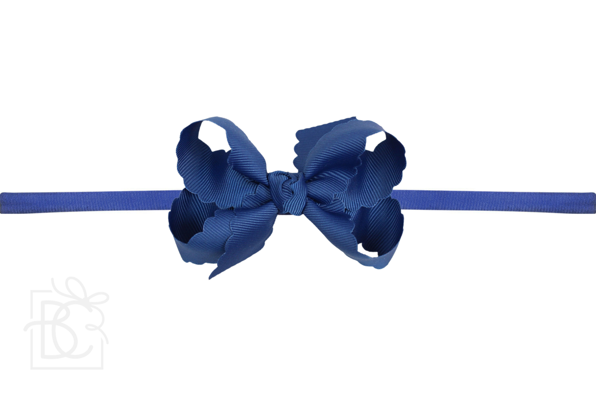 1/4" NYLON PANTYHOSE HEADBAND W/ SCALLOPED EDGE BOW