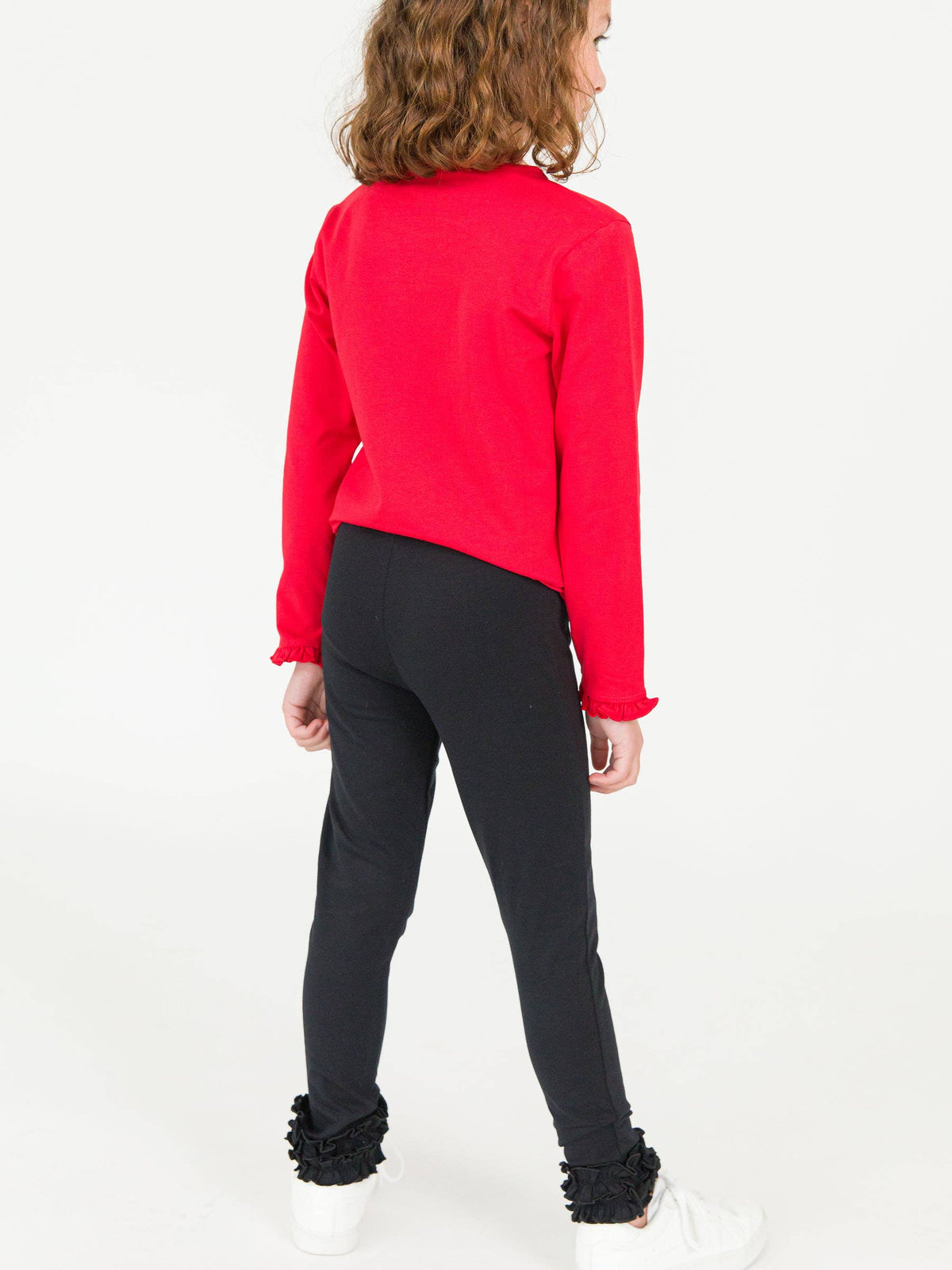 Girls Black Classic Ruffle Leggings