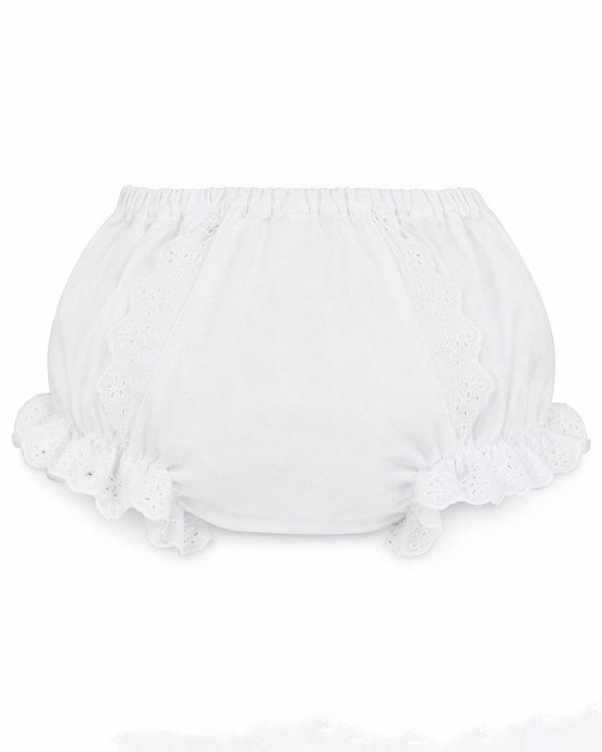 Baby Girl Cotton Diaper Cover - Ruffled White Flowers