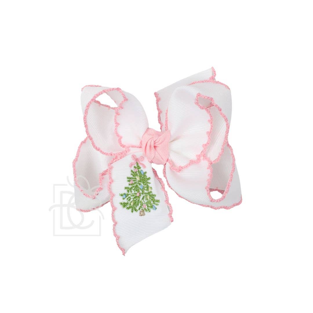 Embroidered Christmas Tree Crochet Edge Bow