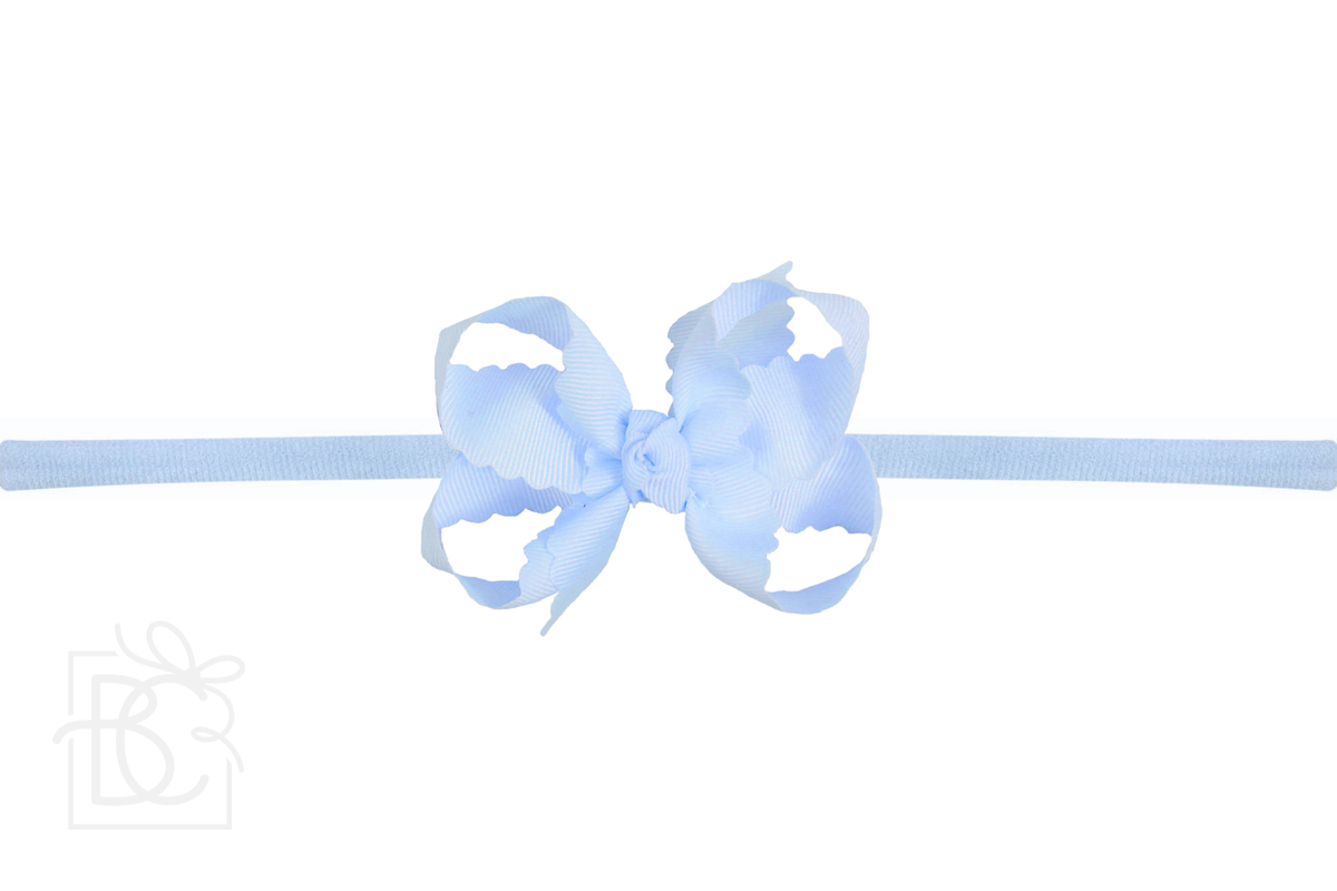 1/4" NYLON PANTYHOSE HEADBAND W/ SCALLOPED EDGE BOW