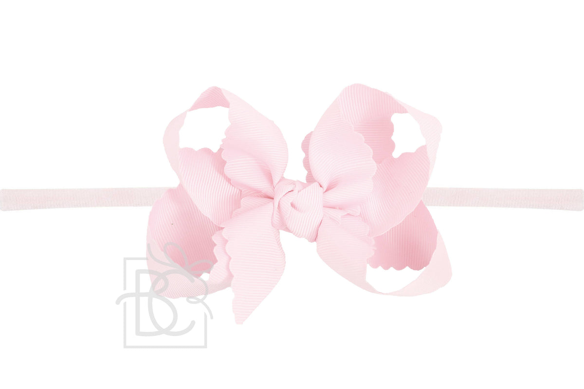 1/4" NYLON PANTYHOSE HEADBAND W/ SCALLOPED EDGE BOW