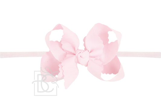 1/4" NYLON PANTYHOSE HEADBAND W/ SCALLOPED EDGE BOW