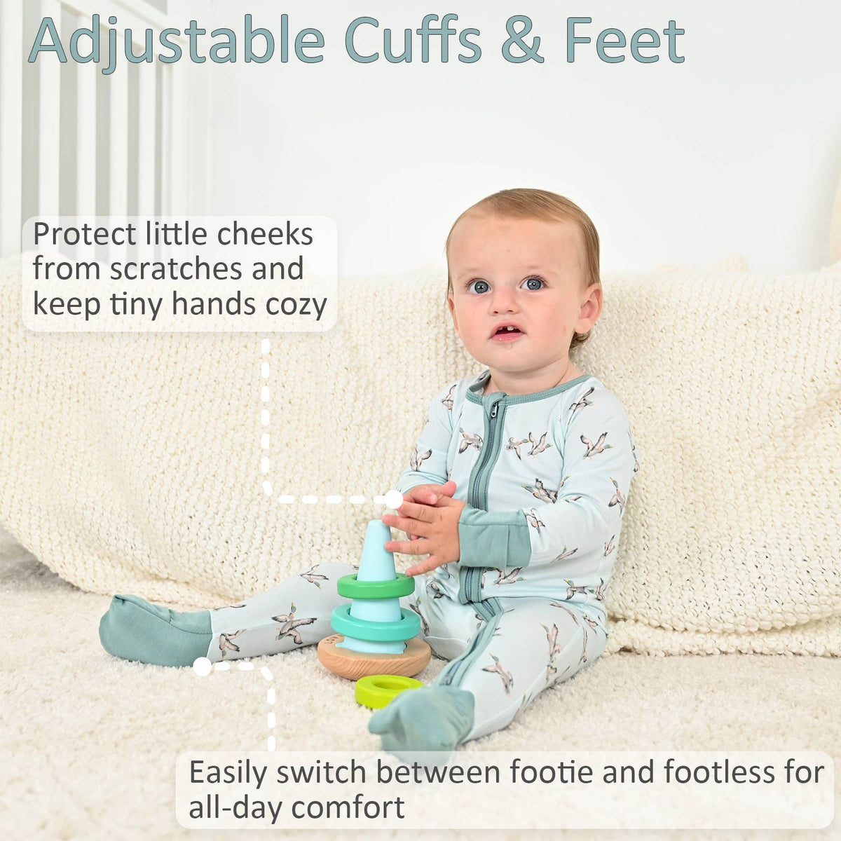 Bamboo Baby Convertible Zipper Pajama Quack Up Mallard Duck