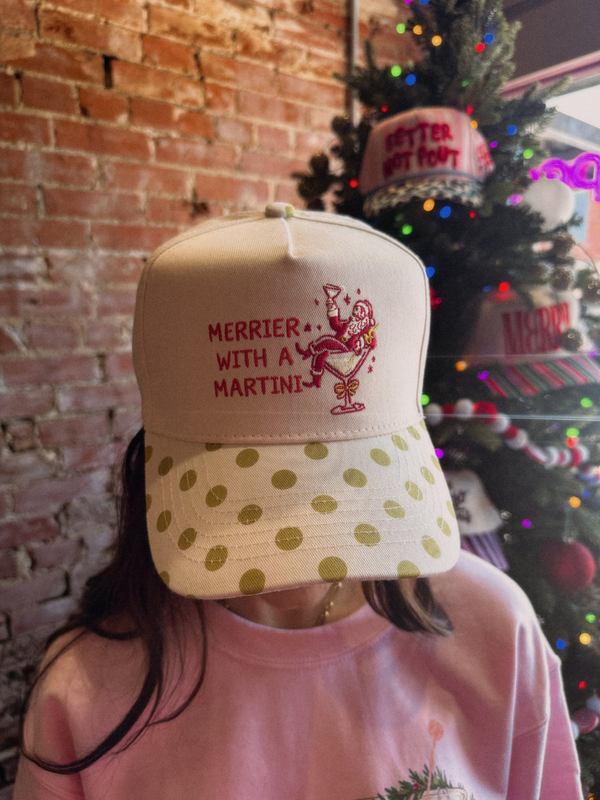 Merrier with Martini - Chartreuse Polka Dot Trucker Hat