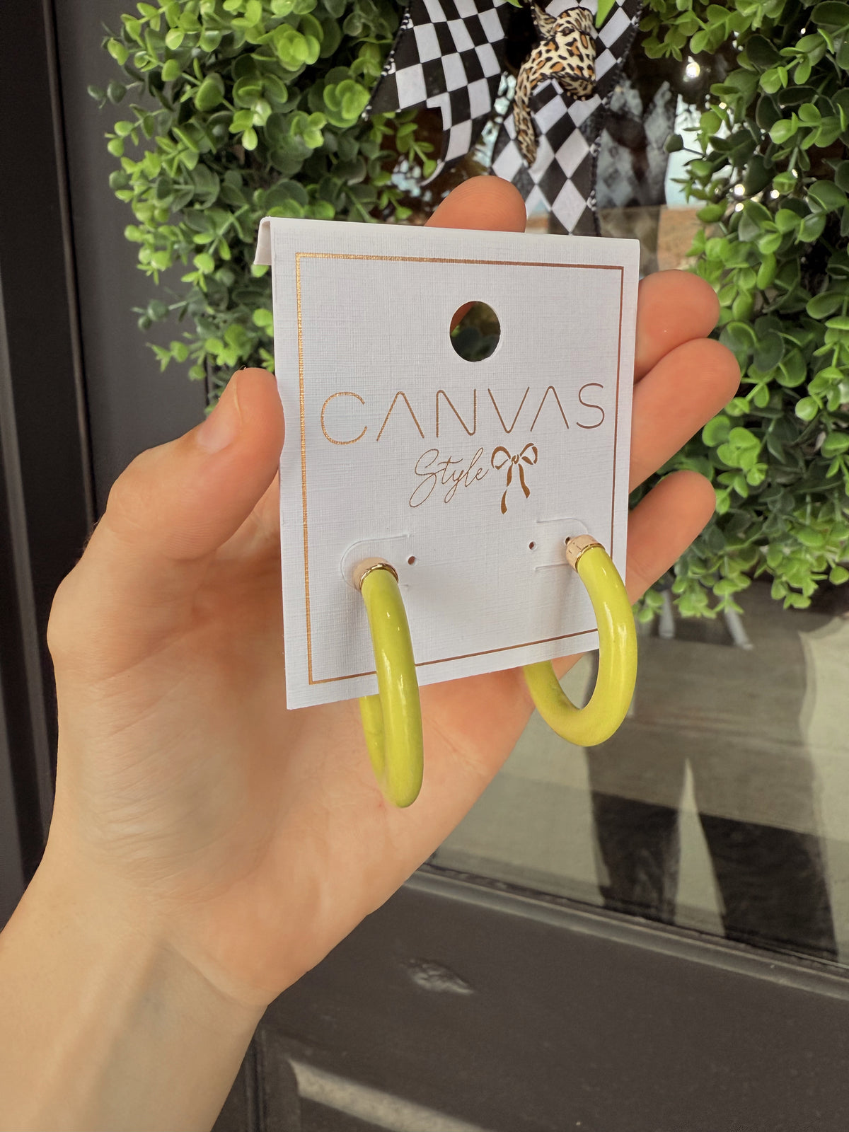 Hillary Resin Hollow Hoop Earrings - Lime Green