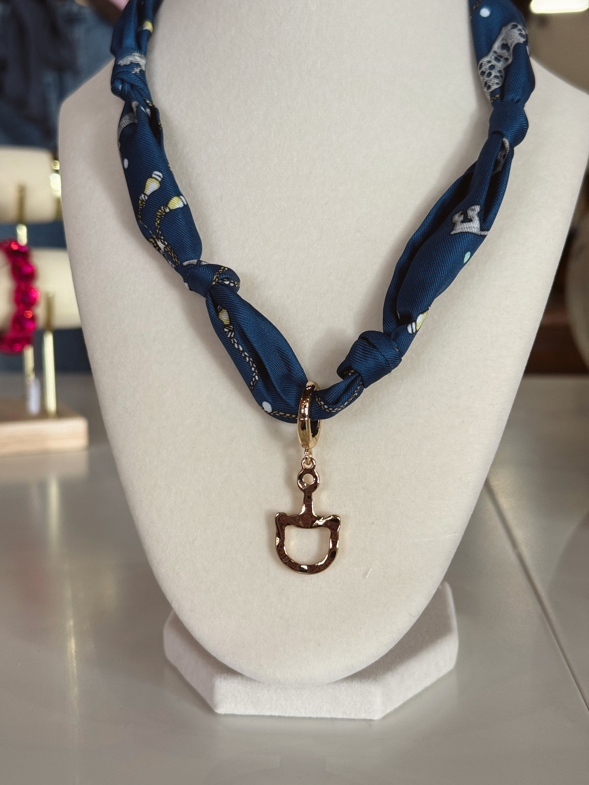 A Bit of Gold Navy Scarf Necklace