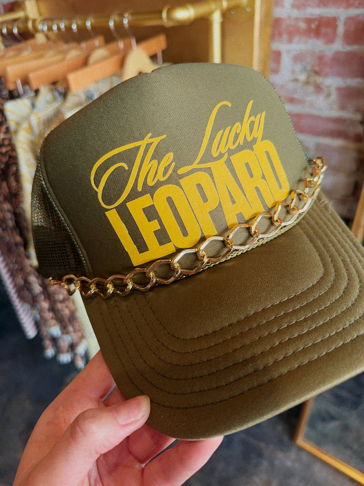 The Lucky Leopard Olive Trucker Hat