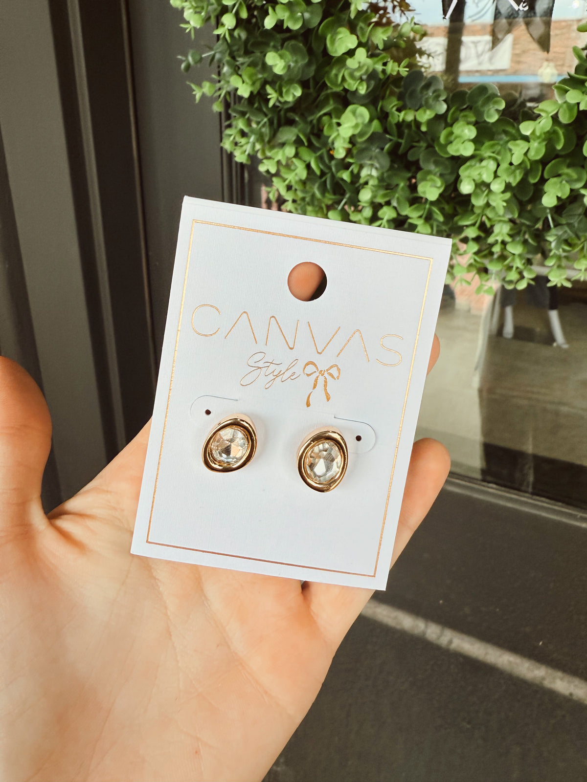 Drew Molten Bezel Stud Earrings in Shiny Gold