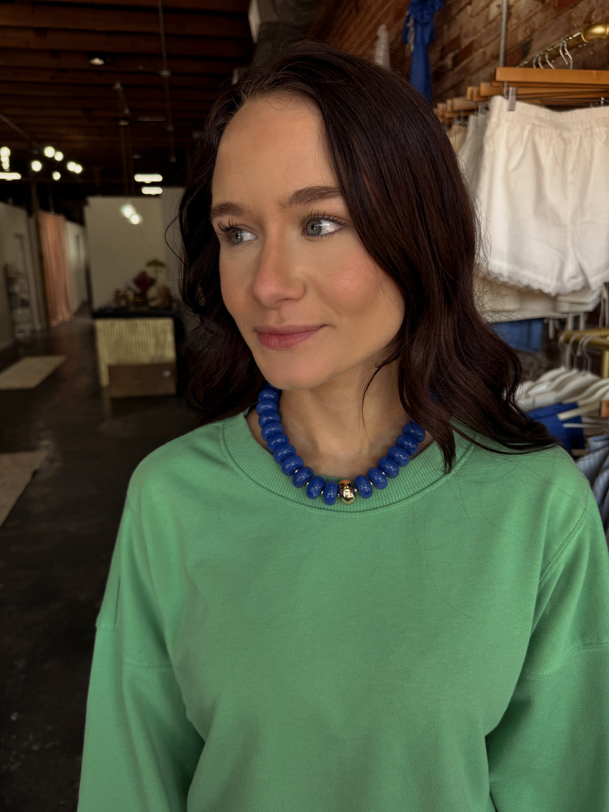 Bulldog Blue Chunky Statement Necklace
