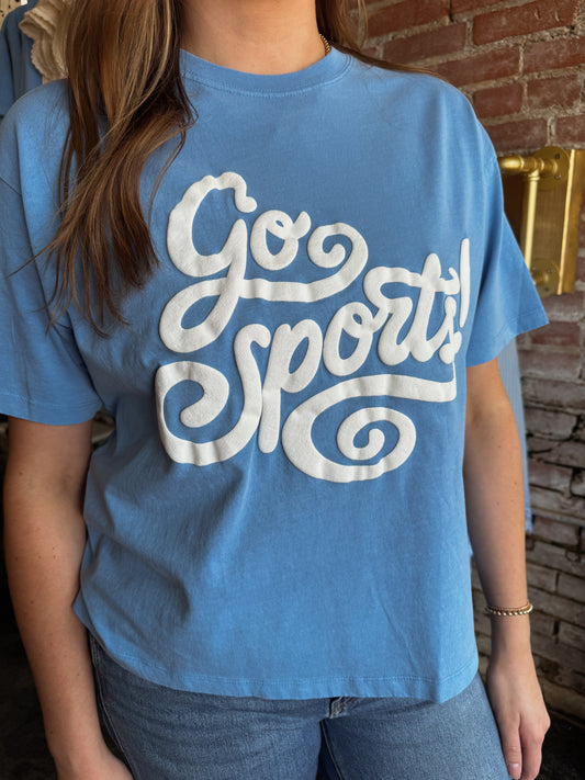 Go Sports Blue Crop Tee
