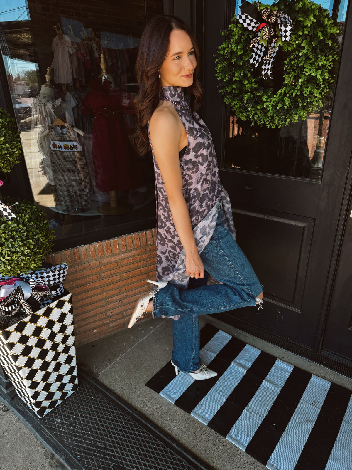Spotted in Purple Flowy Tank