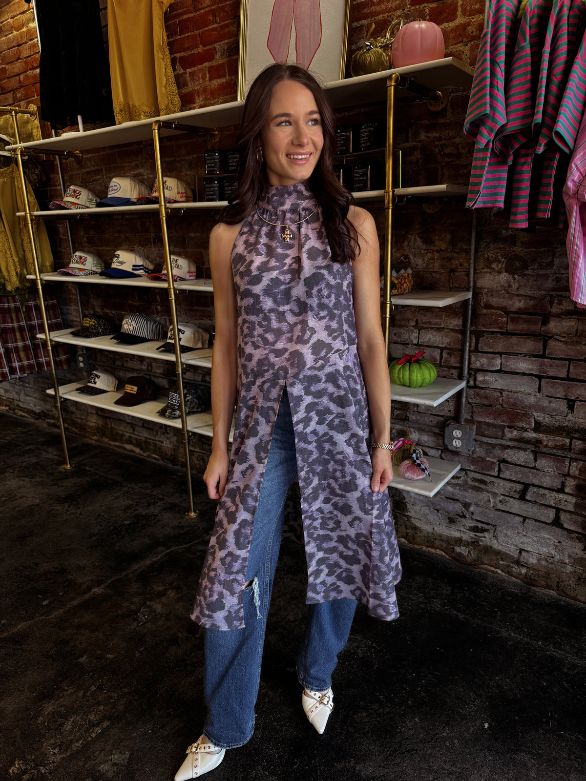 Spotted in Purple Flowy Tank