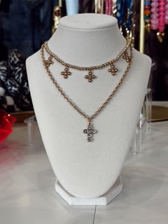 Haley Cross Bead Gold Necklace