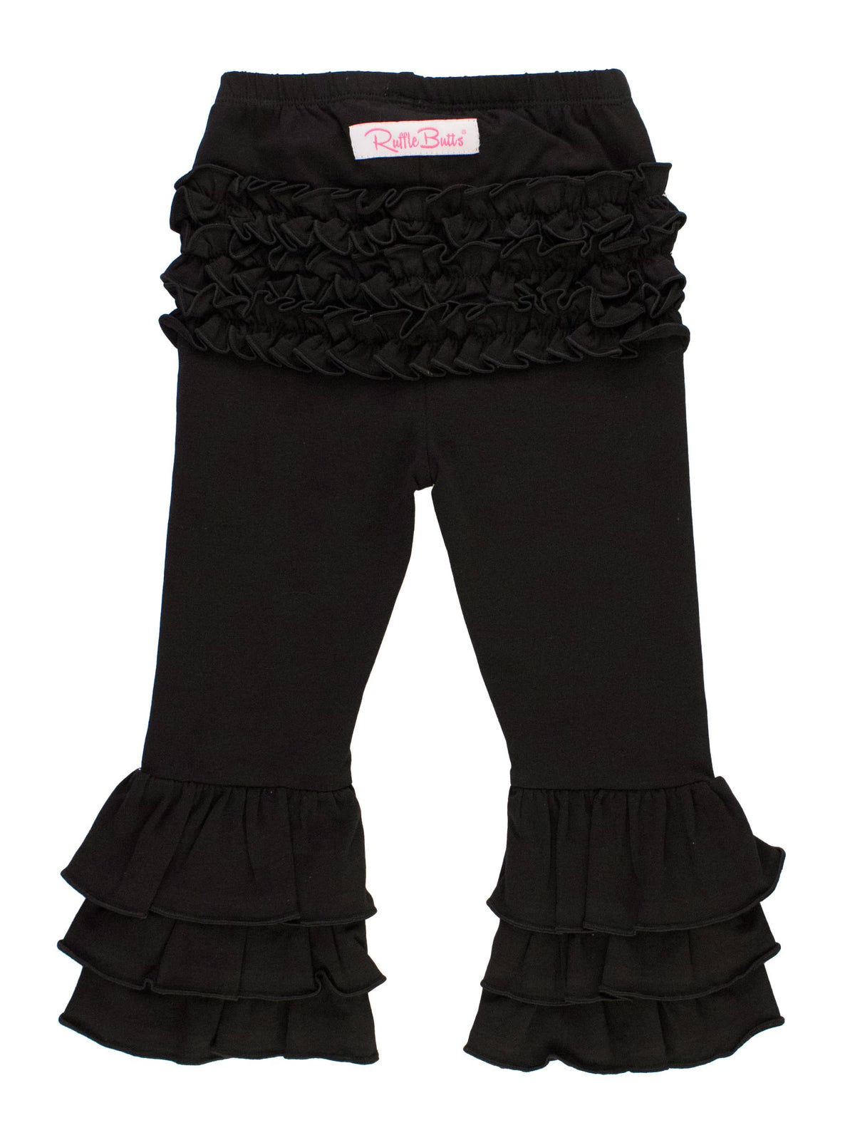 Toddler Girls Black Ruffle Flare Pants with Signature Rear Ruffles