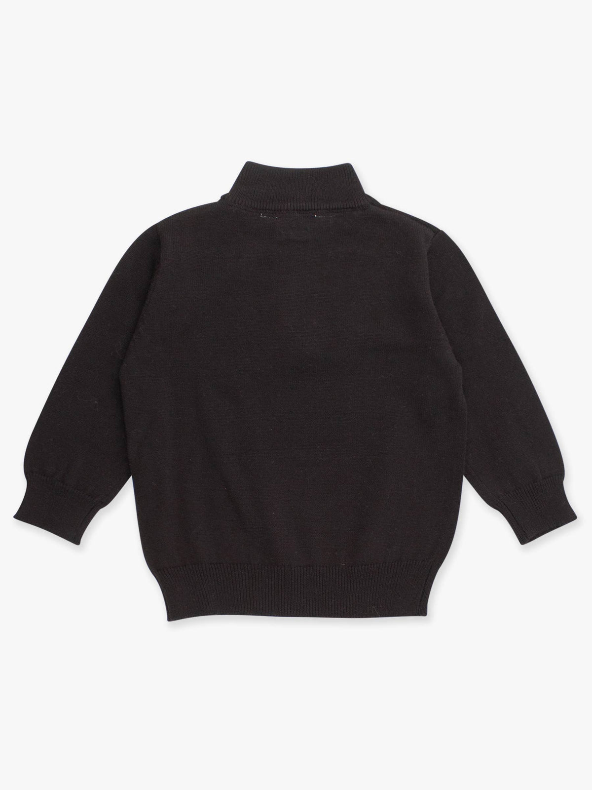 Boys Black Quarter-Zip Sweater