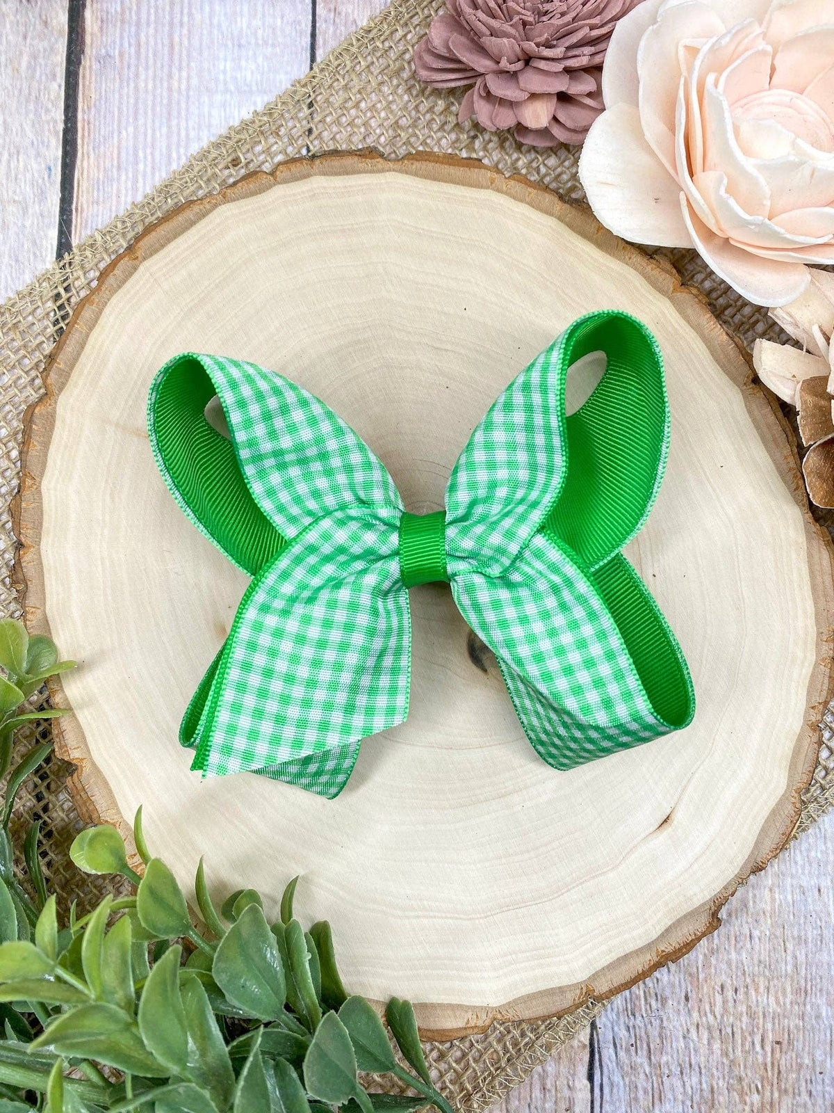 Gingham Classic Boutique Hair Bow | Clip or Headband